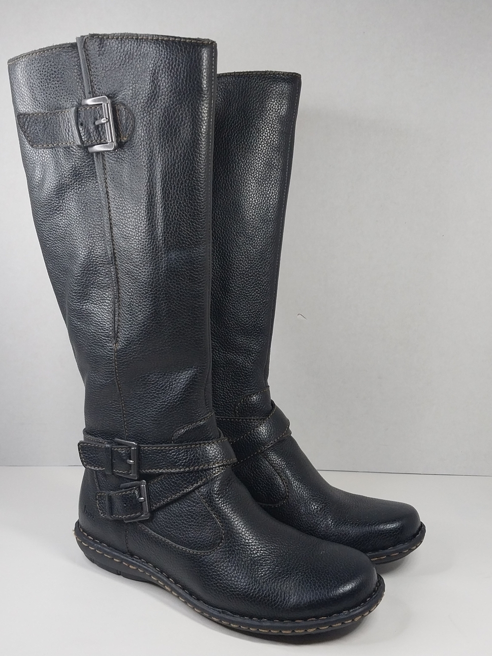 BOC Born Concepts Women Leather Equestrian Boho Riding Boots Black Size 6 Zip Up